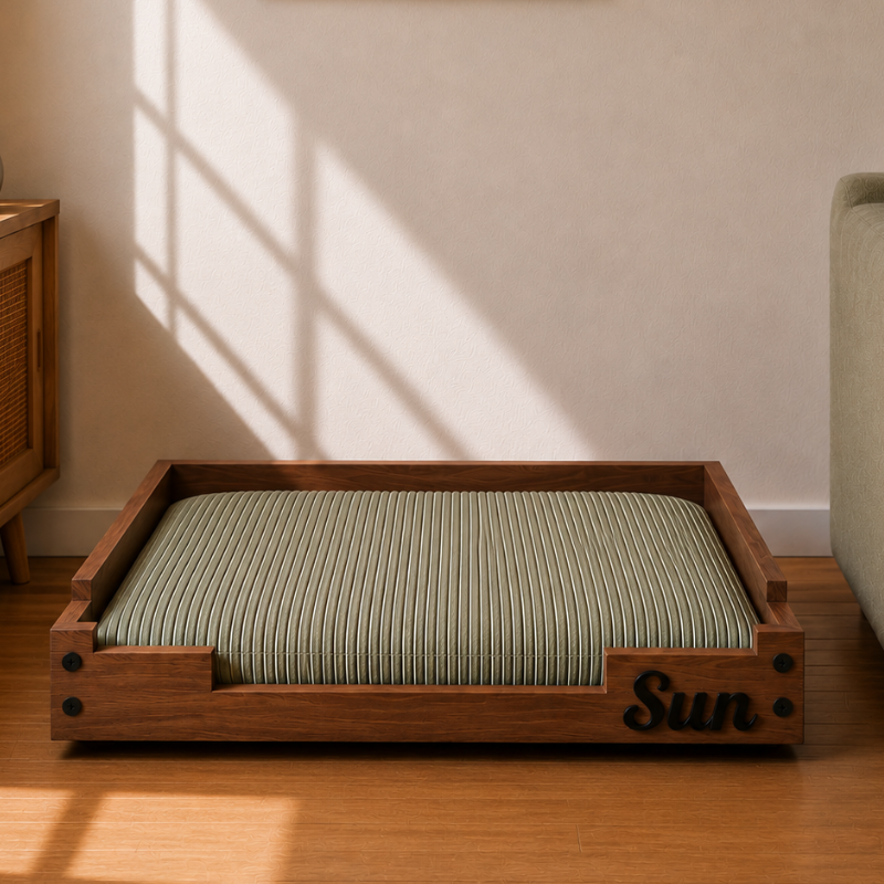 Lit pour chien personnalisé en bois