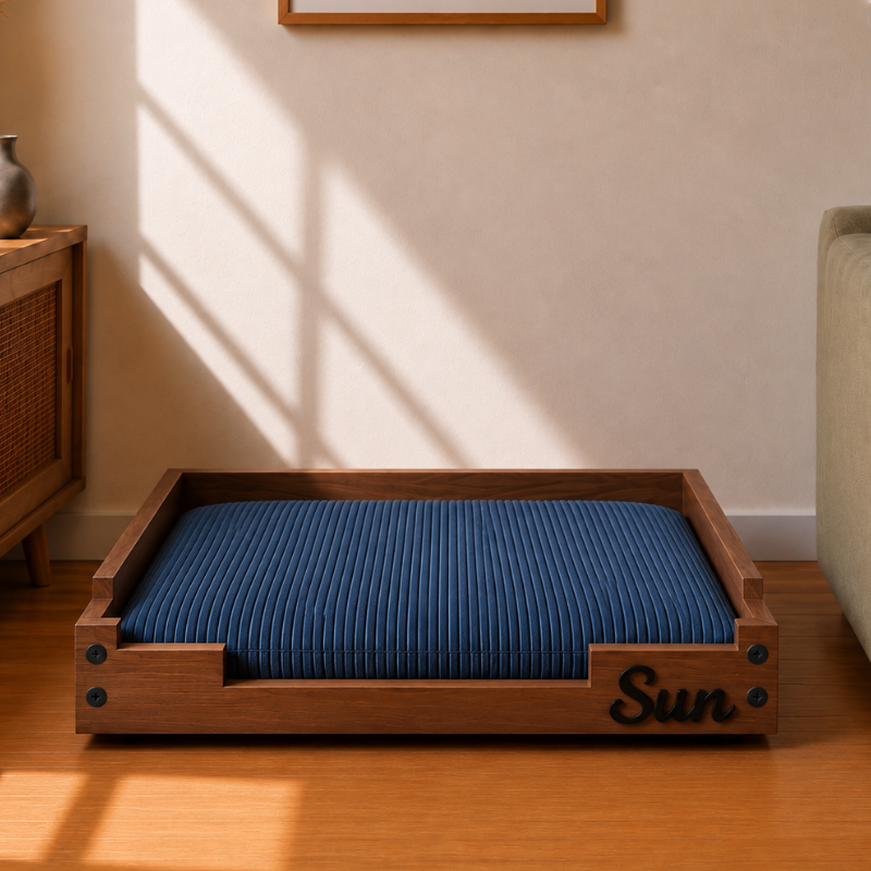 Lit pour chien personnalisé en bois