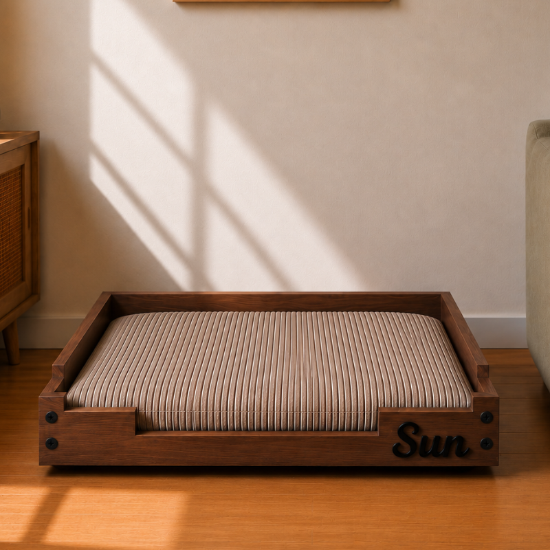 Lit pour chien personnalisé en bois