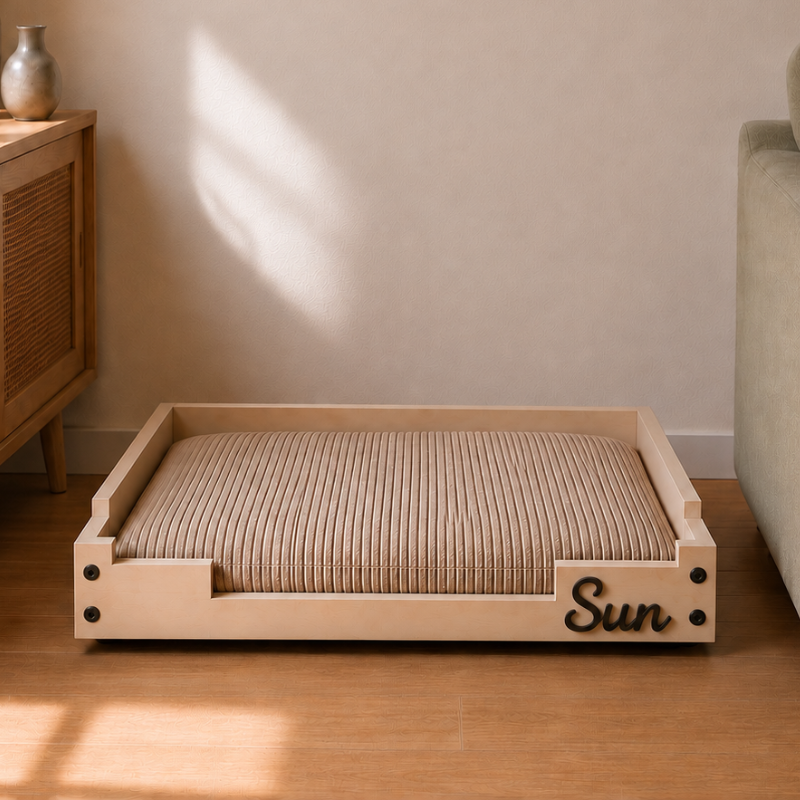 Lit pour chien personnalisé en bois