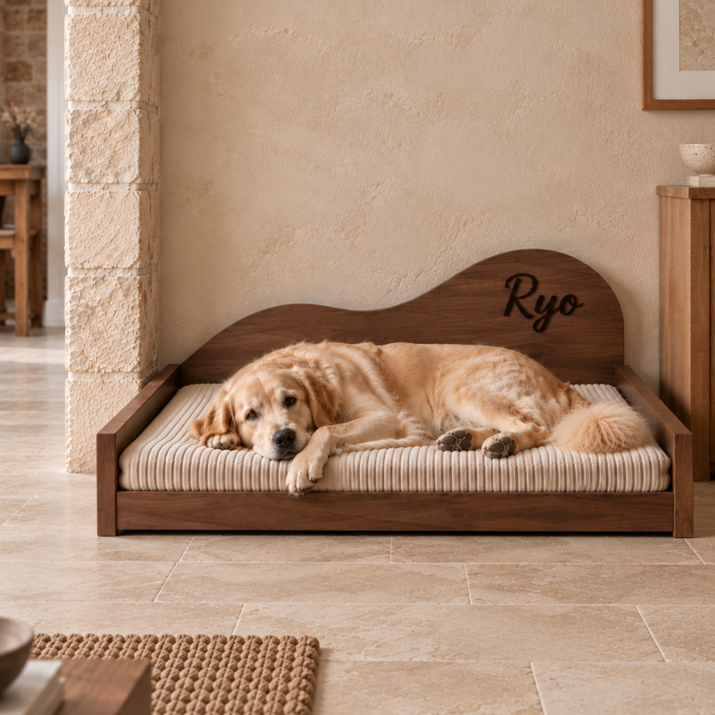 Lit personnalisé pour chien - Forme Vague