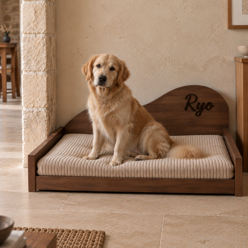 Lit personnalisé pour chien - Forme Vague