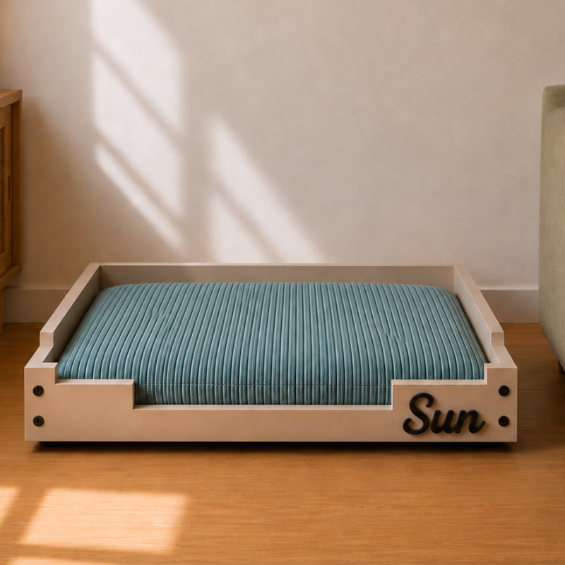 Lit pour chien personnalisé en bois