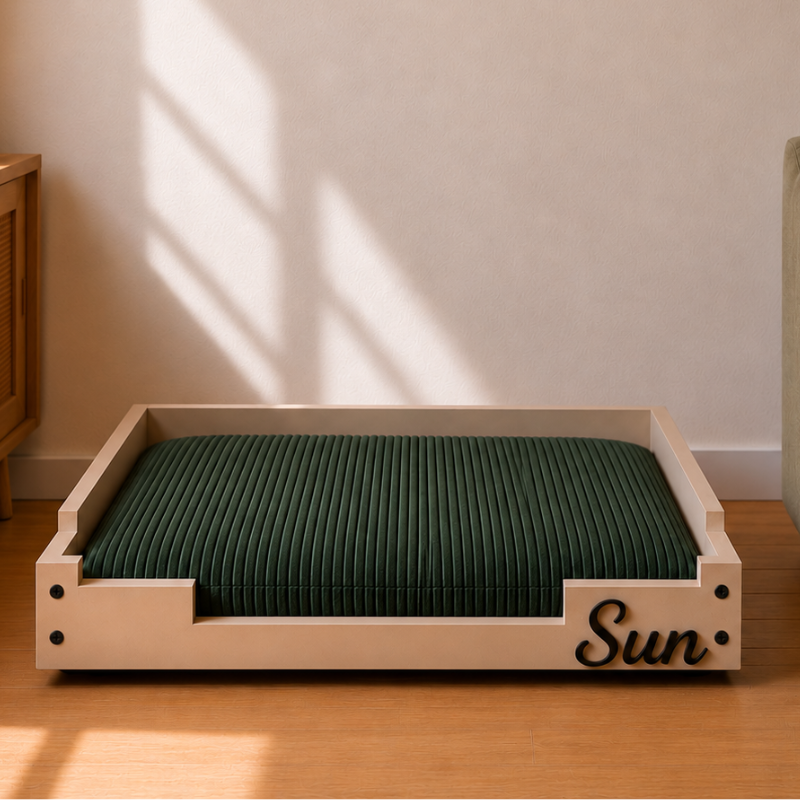 Lit pour chien personnalisé en bois