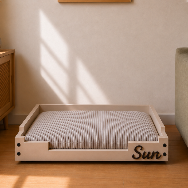 Lit pour chien personnalisé en bois