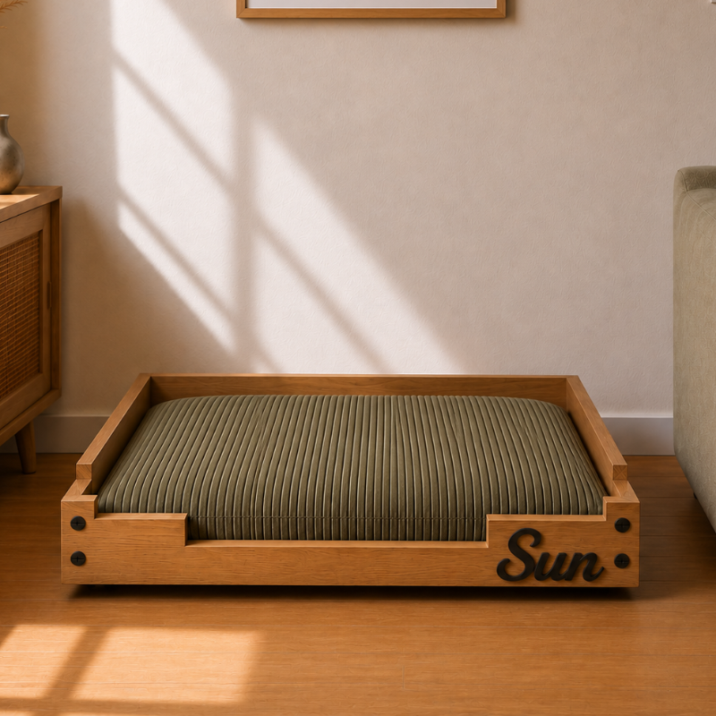 Lit pour chien personnalisé en bois