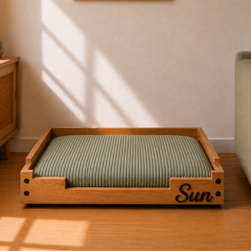 Lit pour chien personnalisé en bois