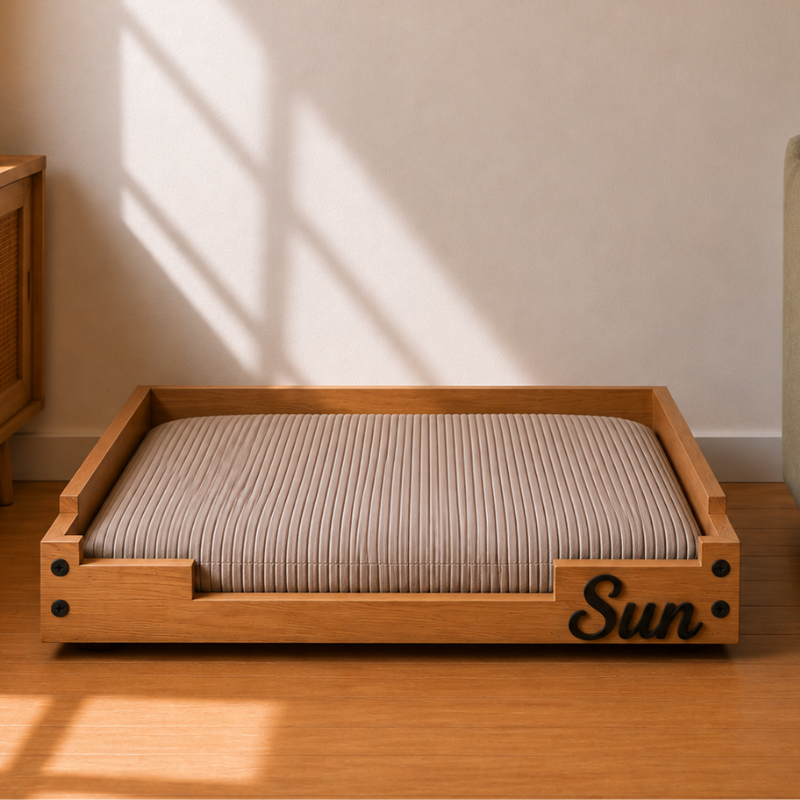 Lit pour chien personnalisé en bois