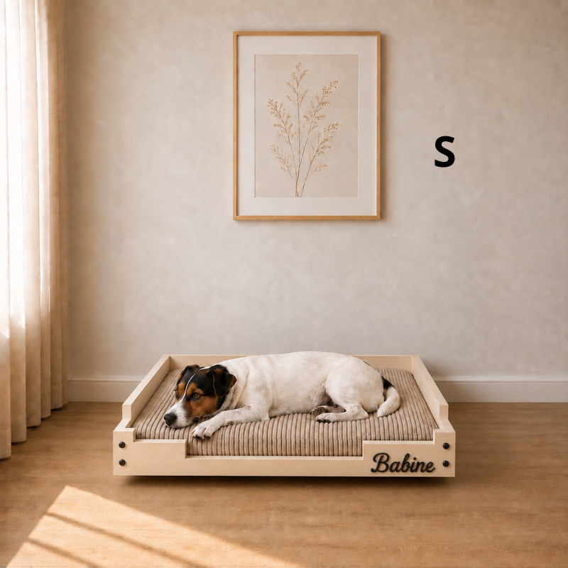 Lit pour chien personnalisé en bois