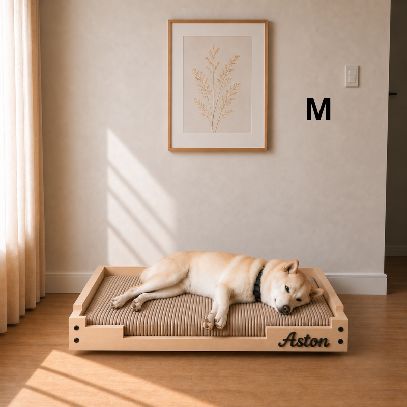 Lit pour chien personnalisé en bois