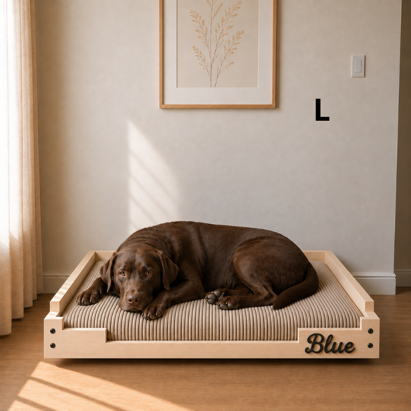 Lit pour chien personnalisé en bois