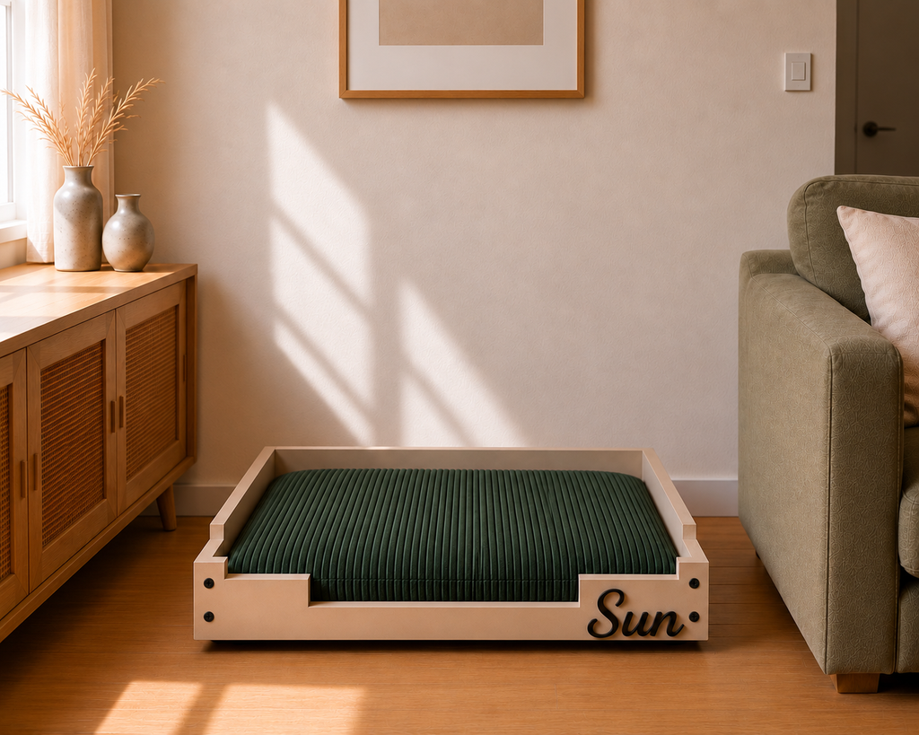 Lit pour chien personnalisé en bois